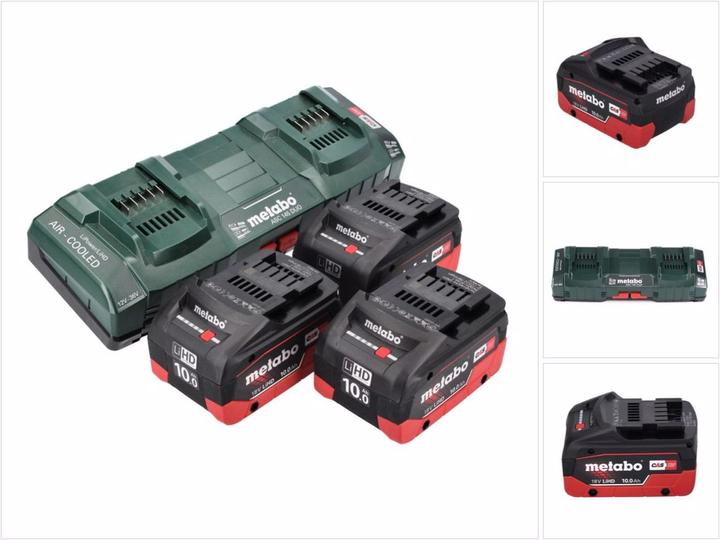 Metabo Kit de base 18 V 3x batterie 10,0 Ah LIHD + ASC 145 DUO chargeur double système CAS (18 V)