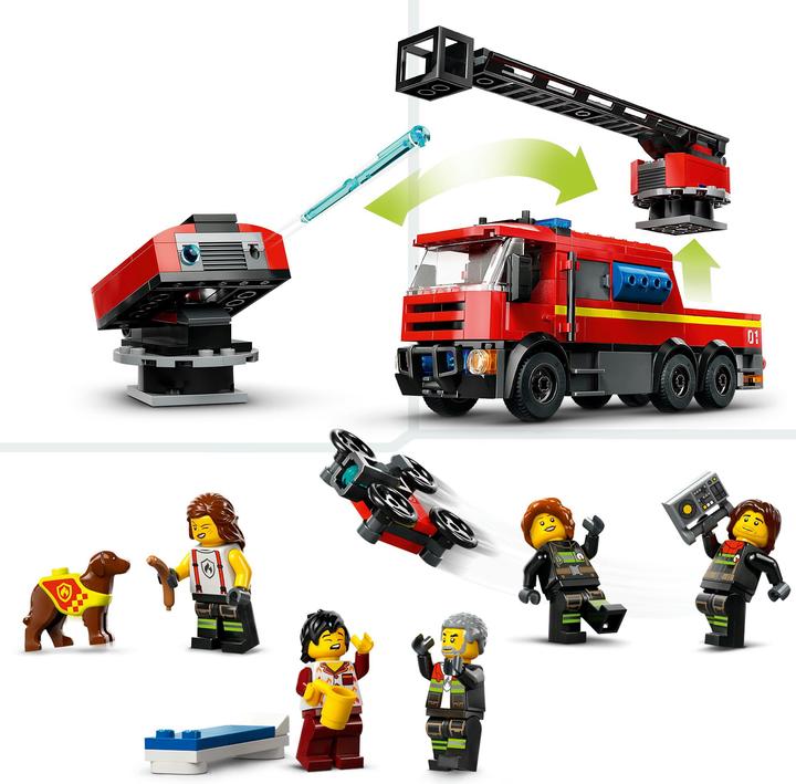 Produktbild LEGO Feuerwehrstation mit Drehleiterfahrzeug (60414, LEGO City)