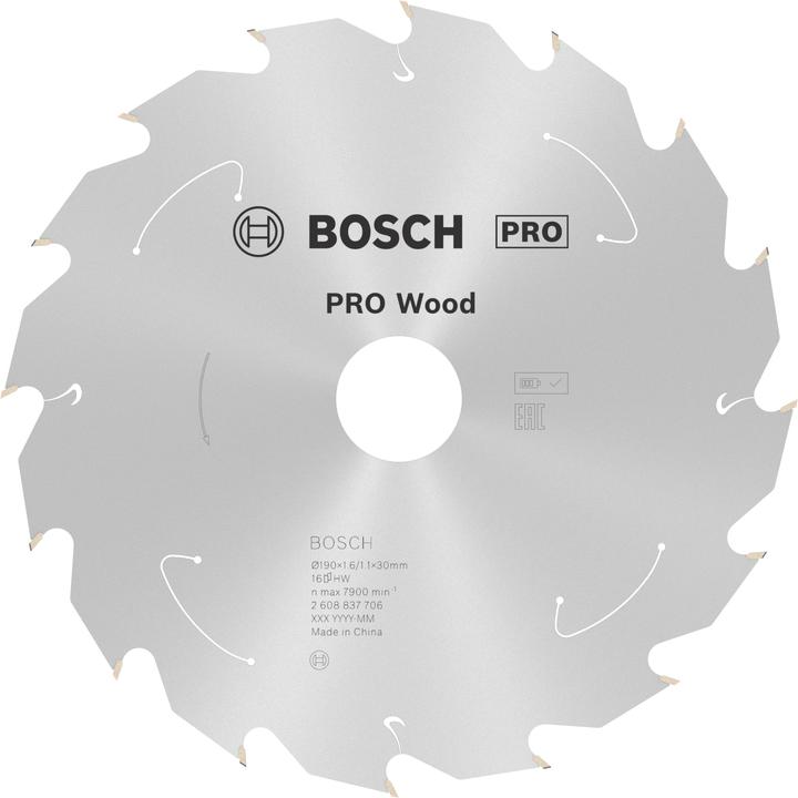 Bosch Professional Zubehör Lama per sega circolare a batteria PRO Wood, 190 x 1,6 x 30 mm