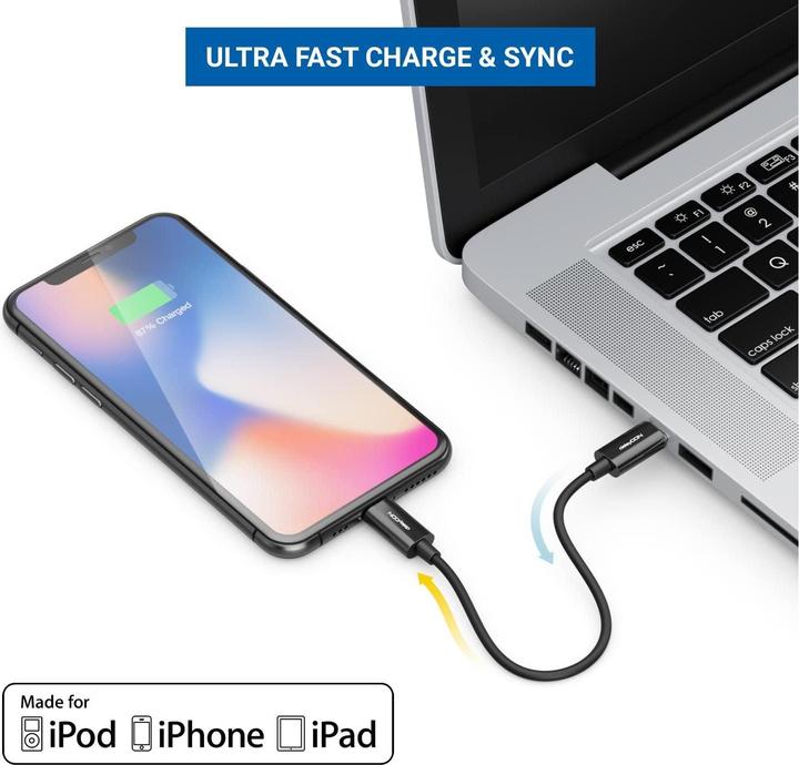 Actual product image deleyCON USB 2.0 cable USB C - Lightning 0.15 m (0.15 m, USB 2.0)