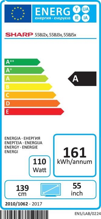 Energie-Label Sharp 55BJ2E (55", LCD, LED, 4K, 2019)