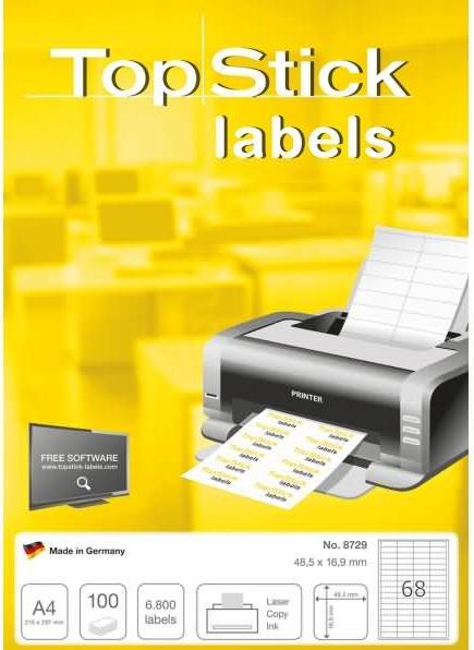 Actual product image TopStick TOP STICK universal labels, 48.5 x 16.9 mm, white, 100 sheets.