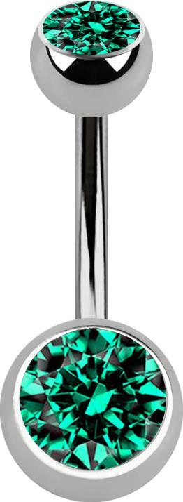 Actual product image Star Piercing Banana silver with two balls silver crystal turquoise (without brass, Titanium G23)