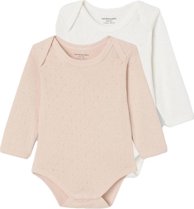 Produktbild Vertbaudet Bio-Kollektion: 2er-Pack Baby Langarmbodys mit zartem Lochmuster (74)