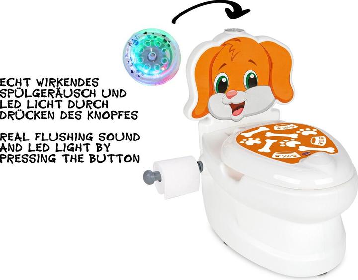 Productafbeelding Jamara My Little Toilet Dog met doorspoelgeluid en toiletpapierhouder