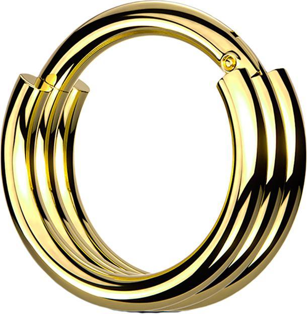 Star Piercing Micro Segmentring klappbar vergoldet drei Reifen (Chirurgenstahl 316L, ohne Messing)