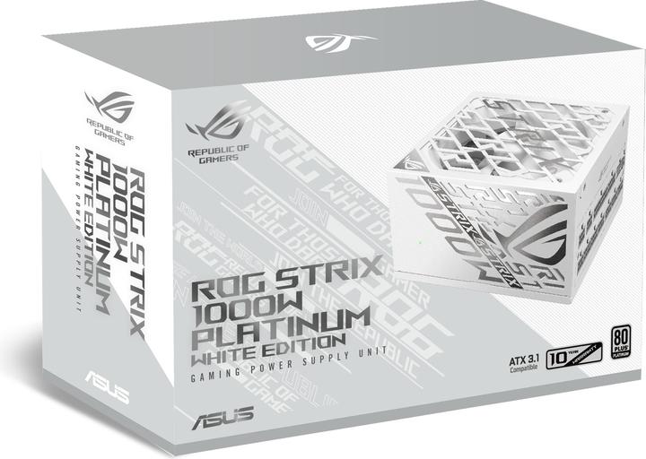 Productafbeelding ASUS ROG Strix 1000P White Gaming Netzteil, 80+ Platinum, Modular, 135 mm Lüfter (1000 W)