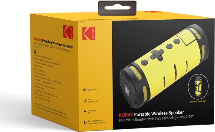 Immagine prodotto Kodak PWS-2225Y Altoparlante Bluetooth Bike Buddy (15 h, Corrente elettrica)