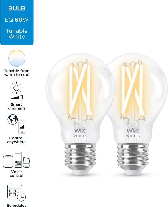 Actual product image WiZ Incandescent lamp (E27, 7 W, 806 lm, 2 x, E)