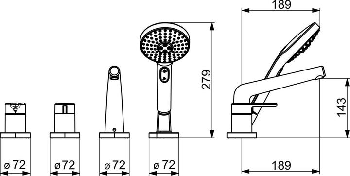Produktbild Hansa HANSADESIGNO Style Wannenbatterie, 4-Loch, Ausladung 190mm, 53122063