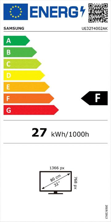 Energy Label Samsung UE32T4002AK (32", LED, HD)