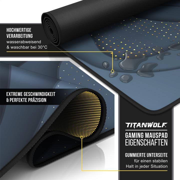 Produktbild Titanwolf Gaming Mauspad, 900 x 400mm XXL Speed Gaming Mausmatte, Mauspad extra große Oberfläche, Abstrakt (XXL)