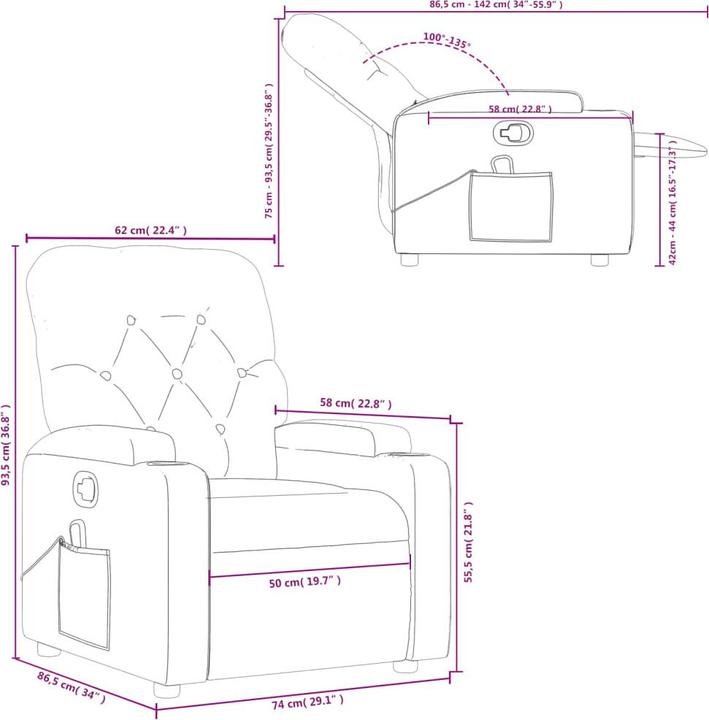 Actual product image VidaXL Massage chair cream fabric,Colour: Cream,Material: Fabric (100