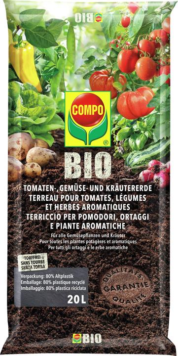 Compo BIO tomato, vegetable and herb soil - peat-free (20 l, Soil without peat)