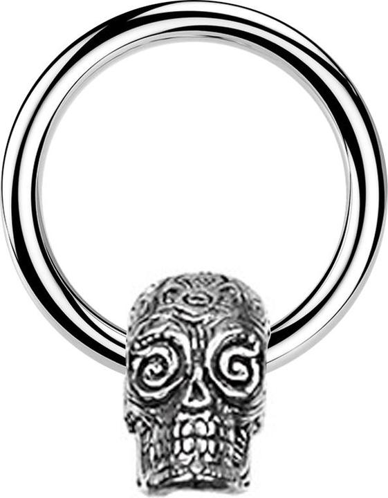 Produktbild Star Piercing Micro Closure Ring silber Tag der Toten Schädel silber (Chirurgenstahl 316L, Messing)