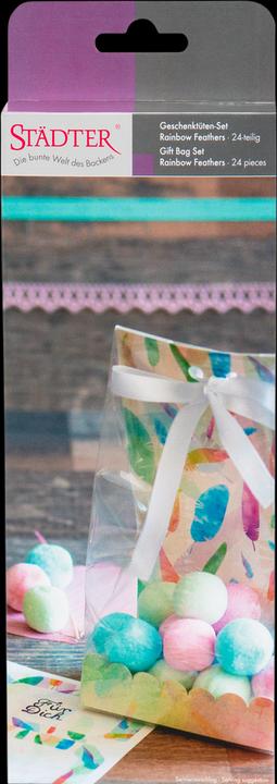 Image du produit Städter Set de pochettes cadeaux "Rainbow Feathers", 24 pièces (Pochette cadeau, 6 x)