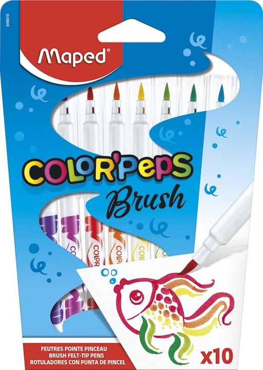 Image du produit Maped Pinceau ColorPeps (Orange, Rouge, Vert, Blanc, Noir, Marron, Bleu foncé, Jaune, Rose, Lila, Bleu clair, Vert clair, 10 x)