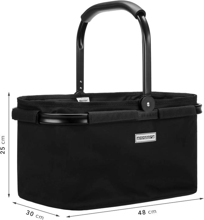 Actual product image Anndora Shopping Basket FULL BLACK 22 litres
