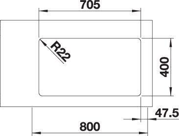 Productafbeelding Blanco Andano 500/180-U (Onderbouw gootsteen, 74.50 cm, 44 cm)