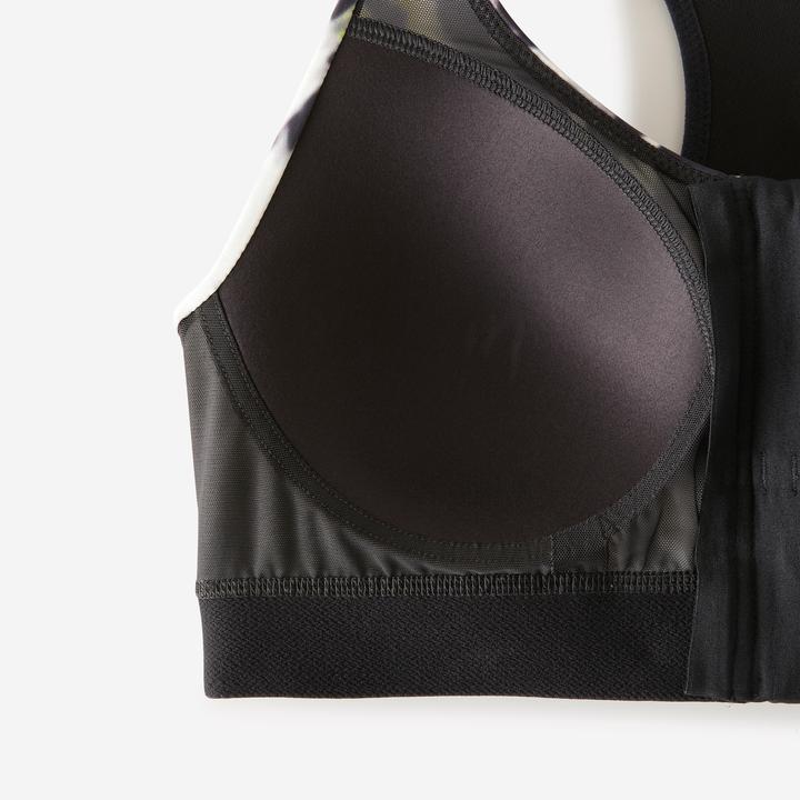 Immagine prodotto Domyos Sport-BH Damen mit Reissverschluss und Pads starker Halt - schwarz/weiss (XL)