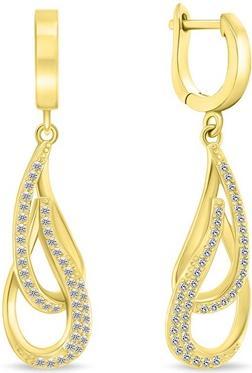 Actual product image Brilio Silver - Dazzling gold plated earrings with zircons EA448Y