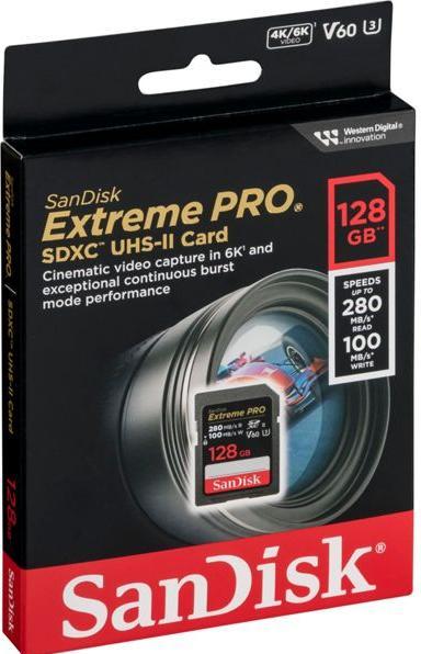 Image du produit SanDisk Extreme PRO UHS-II V60 (128 Go, SDXC, U3, UHS-II)