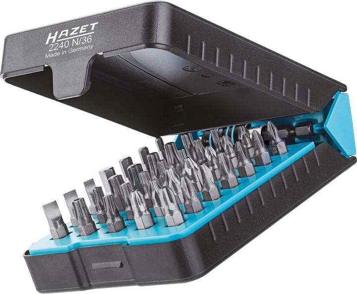 HAZET Screwdriver bit set 2240N/36 ∙ Hexagon, solid 6.3 (1/4 inches) ∙ Pozidriv profile PZ, Cross r…
