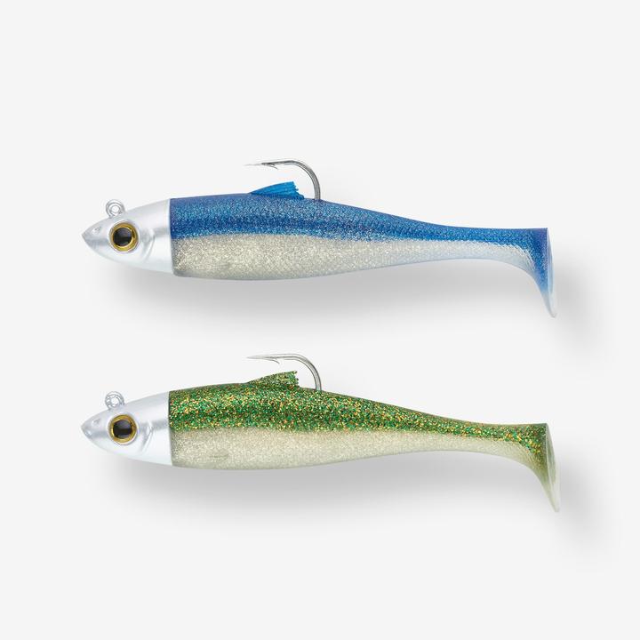Image du produit Caperlan Combo d'appâts en caoutchouc Osarda 100 bleu/vert pailleté (10 cm)