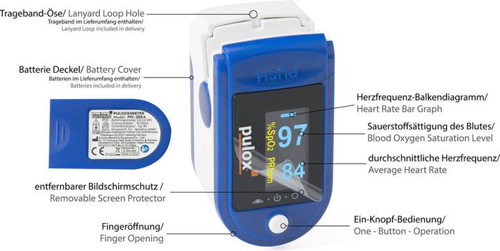 Immagine prodotto Pulox Pulsossimetro PO-200A Solo blu