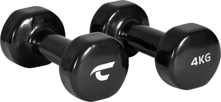 Actual product image Christopeit Vynil dumbbells Beauty Bells dumbbells 2 x 4 kg black The ergonomically shaped vinyl dumbbells (2 x 4 kg)