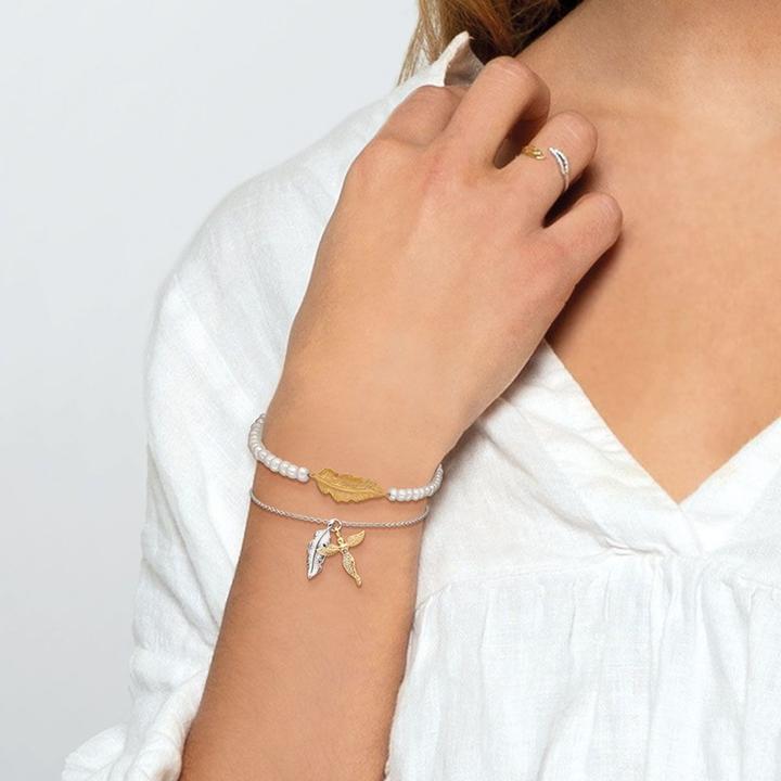 Actual product image Engelsrufer Bracelet Glory Feather Gold (21 cm, 925 silver, Perle)