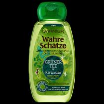 Produktbild Garnier Wahre Schätze shampoo grüner tee, 250ml Flasche (250 ml, Flüssiges Shampoo)