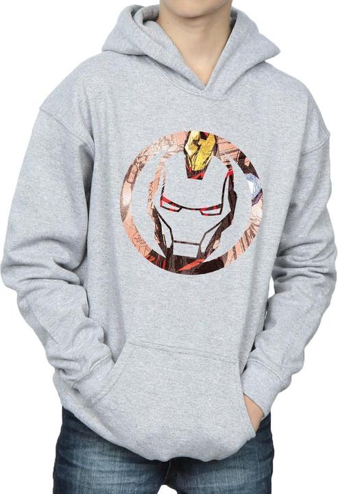 Actual product image Boys Iron Man Montage Symbol Hoodie (116)