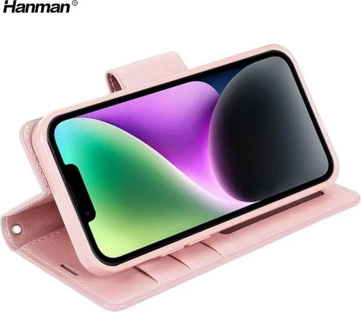 Produktbild Hanman Apple iPhone 16 - Mill Flip Case mit 3 Kartenfächern, roségold (Apple iPhone 16)