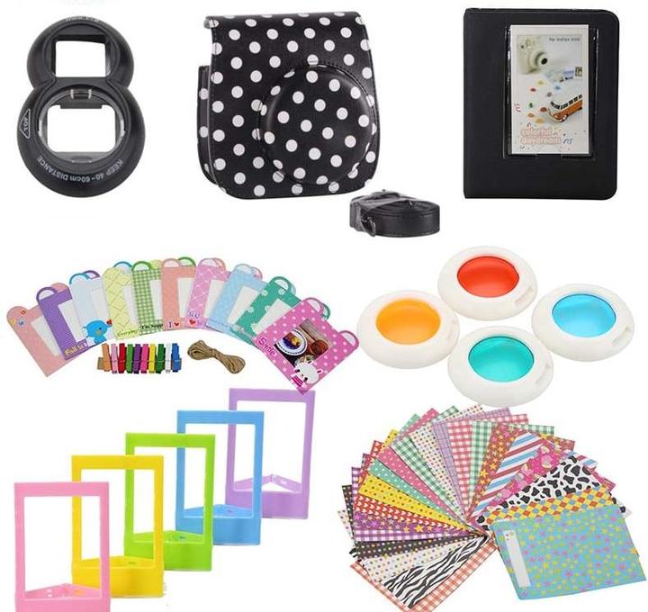 Image du produit JTI Kit d'accessoires pour Fujifilm Instax Mini 8 / 9 - Dotted Black (Étui pour accessoires de caméra)