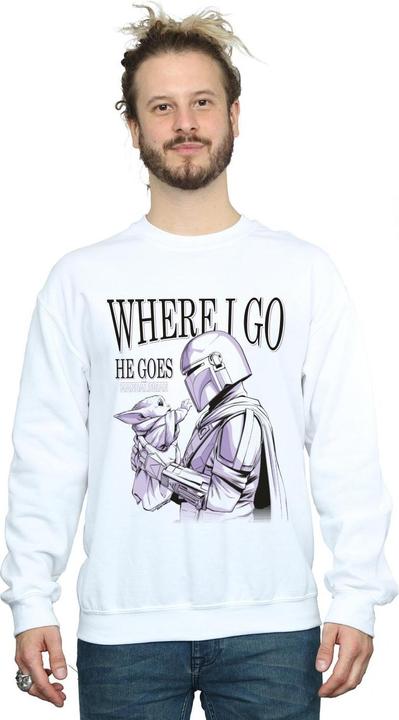 Actual product image Star Wars Mens The Mandalorian Where I Go Sweatshirt (L)