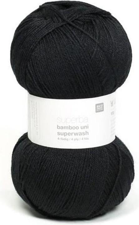 Actual product image Rico Design Wool Bamboo Uni for socks 100 g, Black (420 m)
