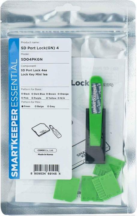 Produktbild Smart Keeper SMARTKEEPER ESSENTIAL 4x Micro SD Port Blocker + Lock Key gn
