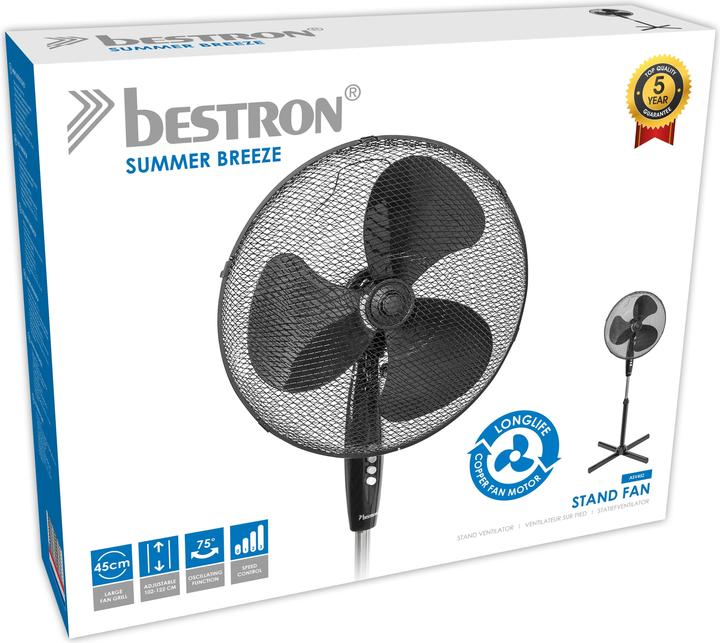Actual product image Bestron Pedestal fan with three speed settings (56.60 dB)