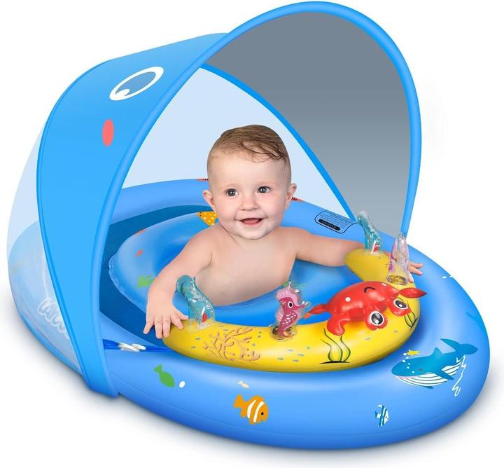 Image du produit Activity Board Bouée bébé avec toit solaire UPF50+ & jouets, aide à la natation bébé pour la piscine, jeune enfant