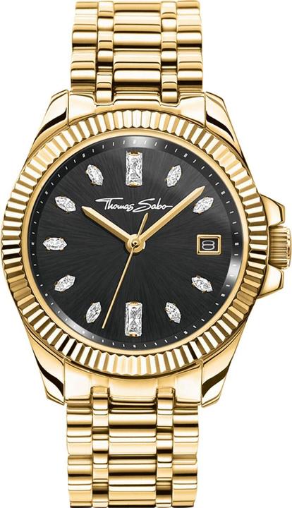 Produktbild Thomas Sabo Damenuhr schwarzes Zifferblatt goldfarben (Analoguhr, 33 mm)