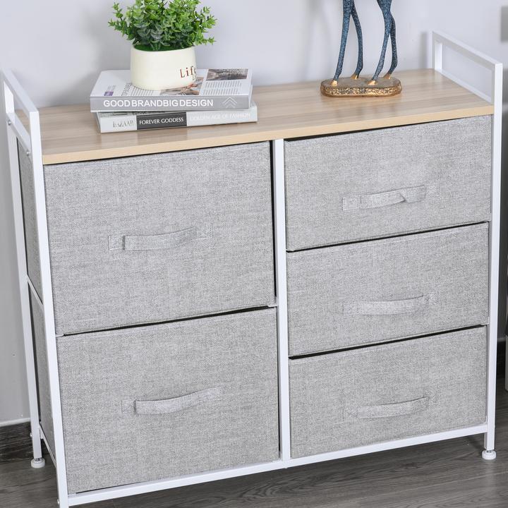 Immagine prodotto Homcom Cassettone in tessuto con 5 cassetti in tessuto (83 x 29 x 77 cm)
