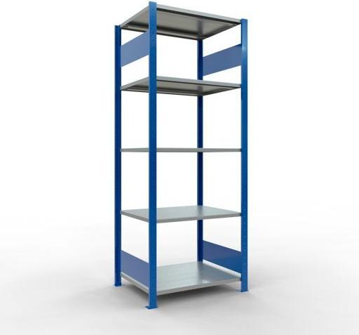 Sistema di scaffalature di base senza viti MULTIplus150 con ripiani di lunghezza