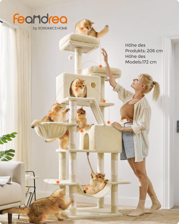 Feandrea Grote Mia krabpaal (206 cm, Beige)