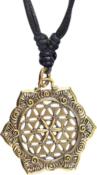 Actual product image Star Piercing Necklace black pendant gold plated flower with star (Brass)