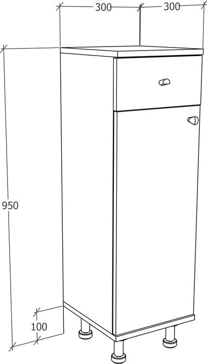 Produktbild VCM Holz Badmöbel Midischrank Badregal Badschrank Badezimmer Schublade Regal Nilosi (30 x 30 x 95 cm)