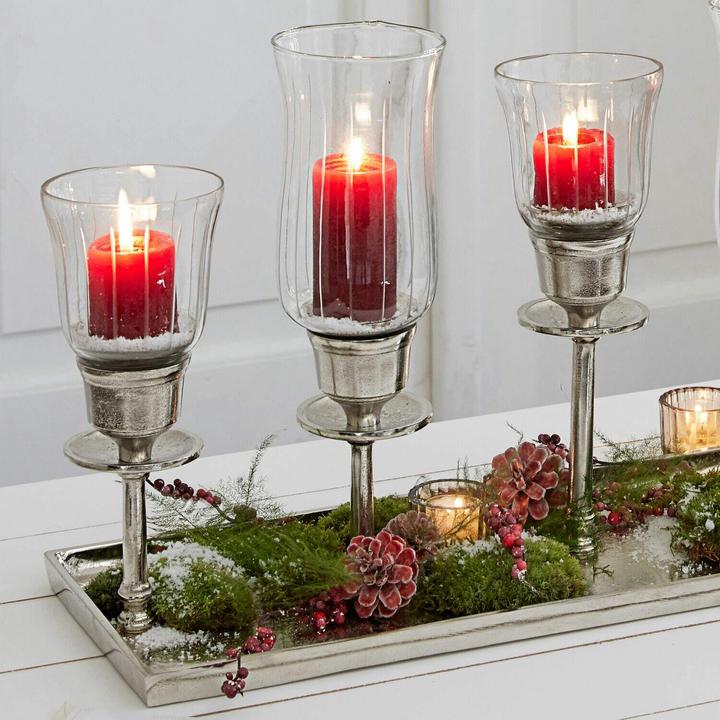 Image du produit Loberon Plateau pour bougies Ennedi argent/clair (61 x 20 x 38 cm)