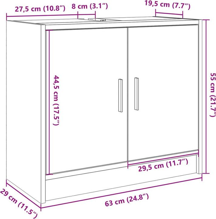 Produktbild VidaXL Waschbeckenunterschrank (63 x 29 x 55 cm)