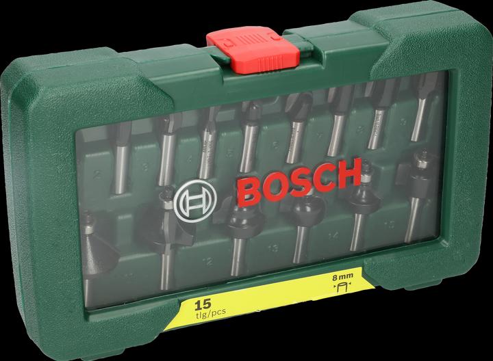 Produktbild Bosch Zubehör HM-Fräser-Set mit 8 mm Schaft, 15-teilig