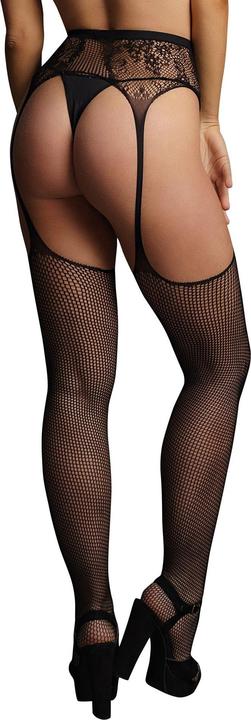 Produktbild Le Désir Fishnet and lace garterbelt stockings - O/S (One Size)